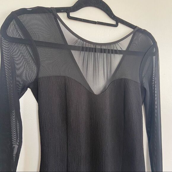 BCBG Generation Dress Bodycon Sheer Mini Black Size 2 - Picture 7 of 8